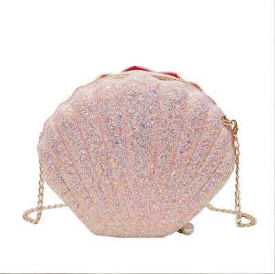 China Wholesale Fashion Laser Shell Shaped Crossbody Shoulder Bag Shine Colorful Chain Women Pinch PU Shell Shaped Crossbody Shoulder Bag Leather Handbags for sale