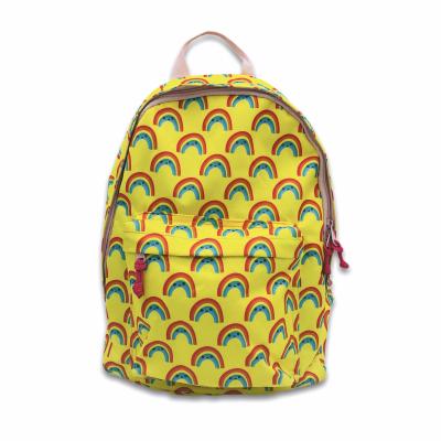 China Best Selling Yellow Nylon Material Children Fancy Rainbow Design Bookbag Large Capacity School Bag Waterproof Nylon Material for sale