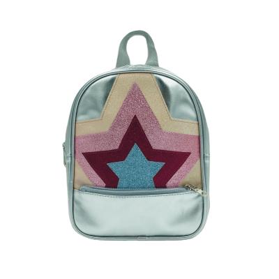 China Newest Star Design PU Glitter Star Schoolbag Waterproof Fashionable Backpack Outdoor Activity School Bag Silver Kids for sale