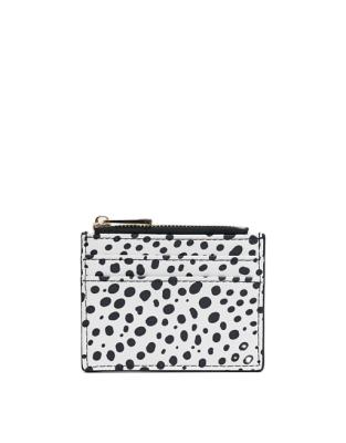 China Fashion Polyester Fashion Dot Pattern Printed Wallet Card Holder With Zipper for sale