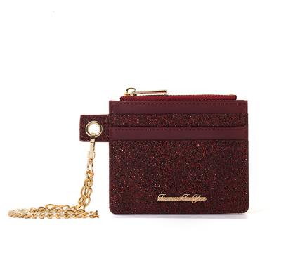 China NO Big Sequins Fashion Wallet Women Wallet 2021 Small Chain Wallet Custom Made Cute Wallet For CARD COIN for sale