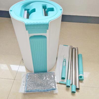 China Sale New Fiber Panel Stainless Steel Double Hole Wringer Micro Squeeze Hot Flat Floor Set Mop Cleaning Buckets for sale