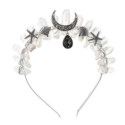 China Amulet Crystal Quartz Crown Headband Handmade Raw Tiara Natural Stone for Women Wedding for sale