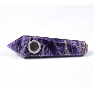 China Crystal Smoking Weed Pipe Natural Weed Smoking Pipes Engraved Logo Amethyst Accessories Europe for sale