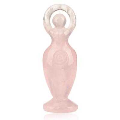 China Europe Customize Natural Polished Rose Quartz Stone Crystal Angels Crystal Goddess Statues Natural for sale