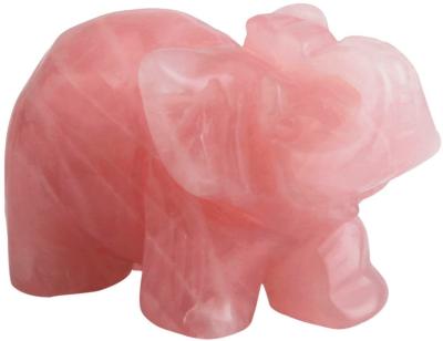 China China Natural Gemstone Hand-carved Quartz Pink Elephant Crystal Crafts For Decoration for sale