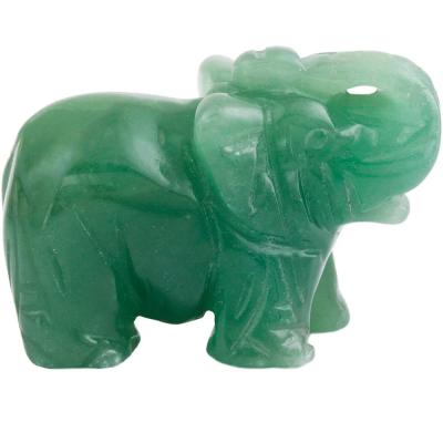 China Natural Polished China Gemstone Green Aventurine Elephant Hand-carved Crystal Crafts For Gift for sale