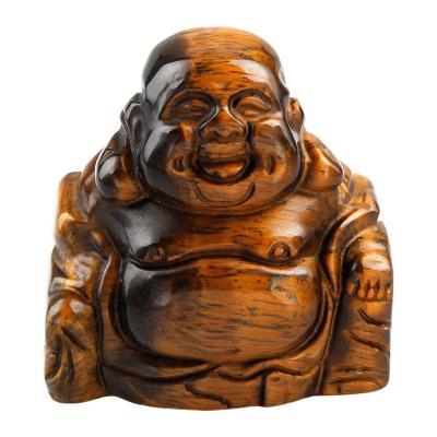 China China Small Shape Tiger-Eyes Natural Jade Laughing Buddha Statues Home Decoration for sale