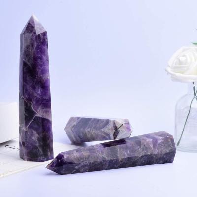 China Europe Wholsale Natural Polished Quartz Amethyst Crystal Double Wand Dream Point for sale