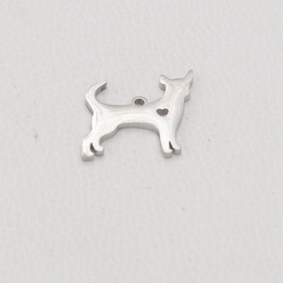 China Junjiang SP0039 cute high quality mirror polished chihuahua shaped metal charm stainless steel dog pendant for sale