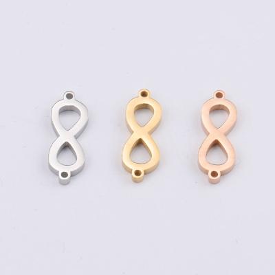 China Junjiang SP0027 cute high quality silver/gold/rose gold mirror polished metal with 2 rings on the side stainless steel infinity pendant for sale