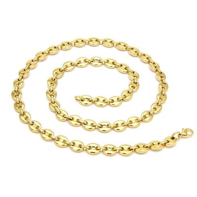 China Hot sale men's jewelry 18k pvd gold plating stainless steel pig nose chain TRENDY chain necklace NK-2022139 for sale