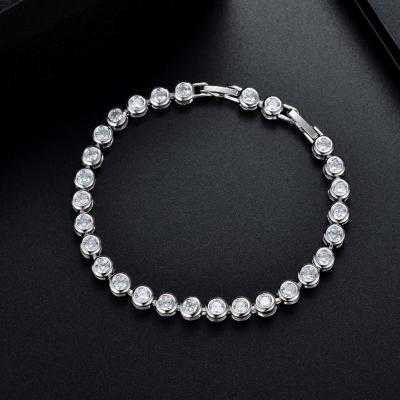 China CLASSIC Luxury CZ Zirconia Slap Closure 925 Tennis Bracelet Women Silver Metal Ladies Jewelry BR0035 for sale