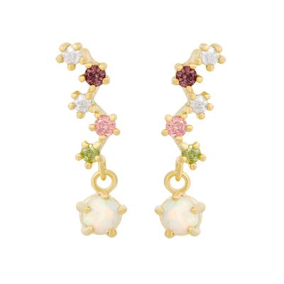 China Colorful Cute Zircon Fashionable Opal Pink Mail Design 18K Gold Earring Women Jewelry ER0124 2021 Stud Earrings for sale