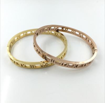 China Wholesale High Quality Indian Roman Numerals Bracelet China Factory Stainless Steel Gold Bangle Designs for sale