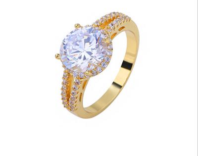 China Gold CZ Rings Latest Design Ladies Rings Fashion Metal CZ Diamond Gold Plated Pakistani Wedding Rings for sale