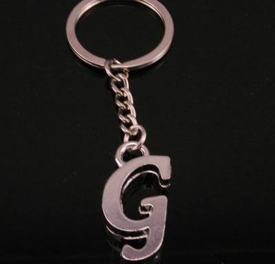 China Silver plated letter g keychains personalized metal letter g keychains for sale