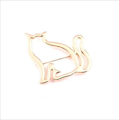 China FASHION Fashion Brooch For Ladies Minimalism Gold Metal Set Hollow Cat Brooch for sale