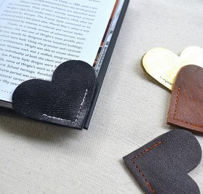 China Europe best fashion heart shape wholesale real leather bookmark for sale