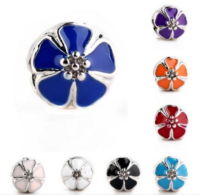 China Latest fashion alloy metal flower bead design silver plated enamel flower color bead for sale