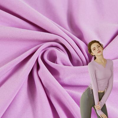 China High Quality Shrink-Resistant Accept Customized Soft 150D 288F Polyester / Spandex Single Side Brushed Milk Silk Fabric For Yoga Wear Sports for sale