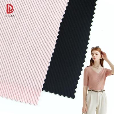 China China Factory Supply 92% Rayon 8% Spandex 2*2 Modal Rib Striped Knit Jersey Fabric For T Shirt Vest Cardigan for sale