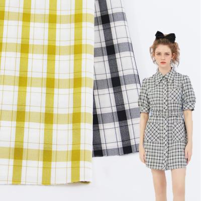 China Double Faced Hot Sale Custom Design 12% Spandex 7% Rayon 81% Polyester 160gsm Yarn-dyed Large Plaid Woven Fabric For Women's Shirt Dress for sale