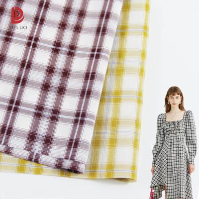 China Factory Price Multicolor Double Faced Spandex 3% Rayon 91% Polyester 230gsm 6% Yarn-Dyed Large Plaid Woven Fabric For Dress Shirts for sale