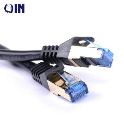 China PVC SFTP 0.5M/1M/2M/3M, 5M, 10m, Qin Factory Price Blue Plug Cat8 26AWG 15M Patch Cord CAT8 SFTP PATCH CORD for sale