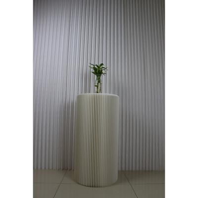 China Wholesale Acrylic Round Tall Cylinder Pedestal Stand White Kraft Paper Display Pedestal For Exhibitions Events Weddings 36CM*115CM for sale