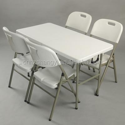 China Outdoor Plastic Table 4ft Table With Chair Ideal For Camping Set for sale