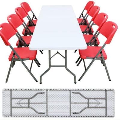 China Outdoor Table 2.4m Event Set With Folding Table And Solid Chairs for sale