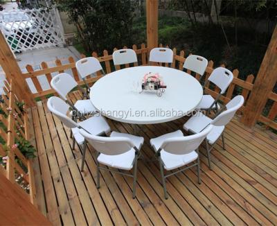 China 6ft Round Outdoor Table Blow-molded Garden / Banquet Round Folding Recycle HDPE Material Table for sale