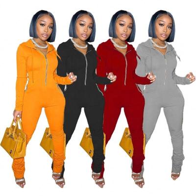 China Solid Color Newest Design QUICK DRY Zippers Thicken Long Sleeve Casual Mid Waist Drop Sweater Hooded Overalls For Women for sale