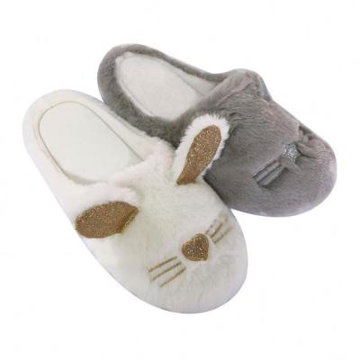 China Winter Household Cartoon Plush Non-slip Warm Adult Cute Slippers Lady Sweat-absorbent 2021 Ladies Slippers for sale