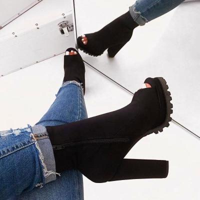 China 2022 Fashion Anti-slippery Toe Block Ankle Boots Women's Sexy Platform Open High Heel Sandals Ladies Shoes for sale