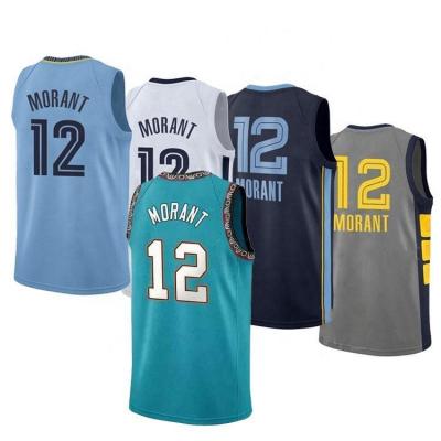 China Customized Antibacterial 12 Ja Morant Basketball Jersey Black High Quality New 2021 Uniforms for sale