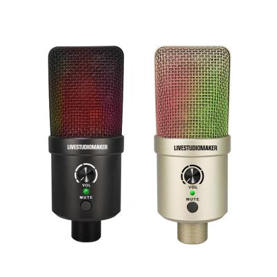 China Single Microphone Kit Handheld Desktop Stand USB Condenser RGB Lighting Studio Microphone for Computer for Speech Teaching for sale