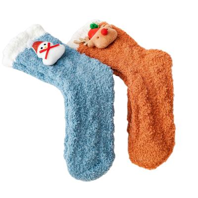 China Soft Winter Coral Fleece Custom Logo Antibacterial Breathable Comfortable Socks for sale