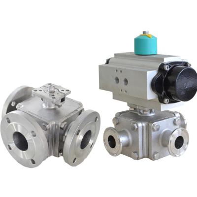 China OEM General T Ball Actuator 3 Stainless Steel Three Way Valve With Factory Price for sale