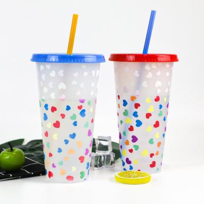 China Viable Hot Sale 24oz Color Changing Tumbler Cup Glitter Color Changing Tumbler Straw Cup With Lid for sale