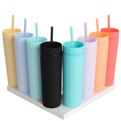 China Viable Hot Sale 16oz Wholesale Plastic Cup Custom Plastic Cup With Straw And Lid for sale