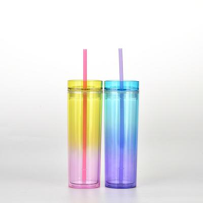 China Custom Colored Modern Rocker Insulated Plastic Straight Skinny Tumbler Straws Cups Viable Wholesale for sale