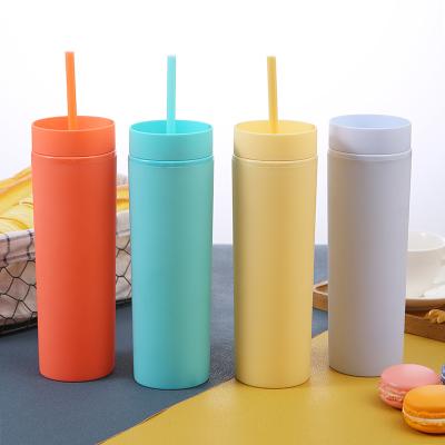 China Sustainable Custom Double Wall Plastic Cup With Straw Plastic Cup With Handle For Sale for sale