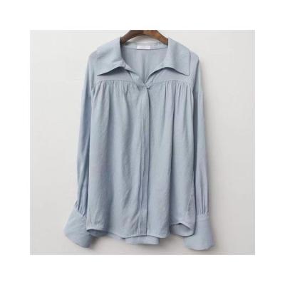 China Breathable Women's Casual Women's Sleeve Blouse Fashion Blouse Half Shirt Pocket Buttons Crew Neck Tops for sale