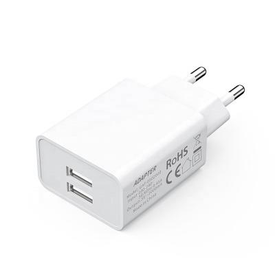 China Fashion Suitable for Wholesale and Retail EU Plug CE Rohs Certificated Dual Ports USB 5v 2a Portable Wall Charger For Mobile Phones for sale