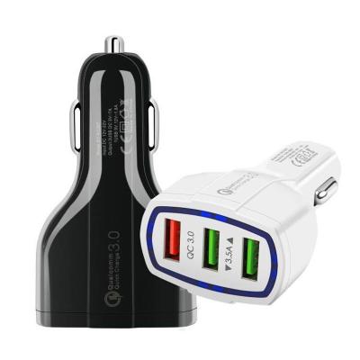 China Fashion Suitable for Wholesale and Retail Premium Portable Mobile Cell Phone QC 3.0 3 Port USB Car Fast Charger for sale