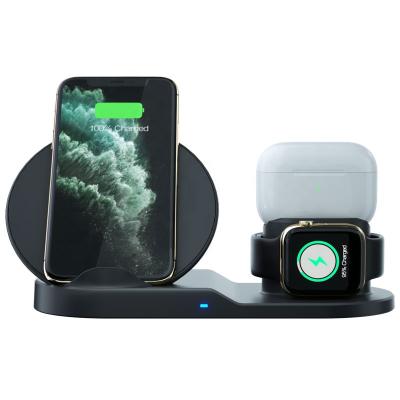 China Premium Cell Phone Portable 3 in 1 Wireless Charging Dock 10W Qi Charger Stand for Apple iPhone iwatch tws for sale