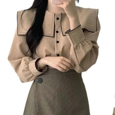 China Anti-Shrink Retro Navy collar shirt 2022 autumn and winter new style ladies casual temperament light mature wind jacket for sale