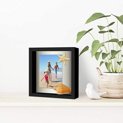 China Custom 8x8 8x10 11x11 11x14 12x12 Wooden Composite Picture Frame Shade Box Frames Black American Style With Glass for sale